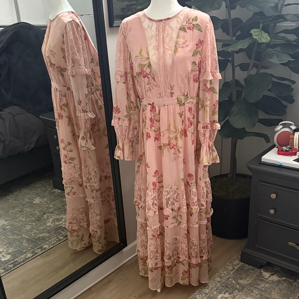 Floral Pink and Green Dress